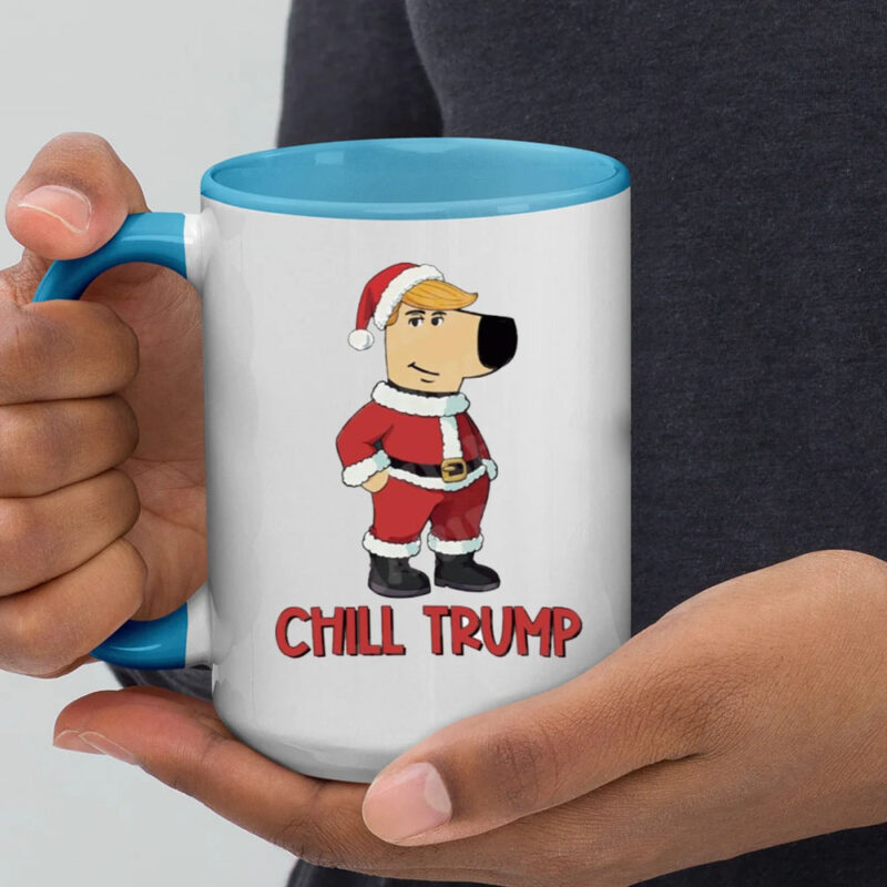 Chill Trump with Santa Claus clothing Christmas Mug1