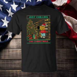 Just Chilling On Christmas - Chill Guy Meme - Chill Guy Christmas - Ugly Christmas T-Shirt2