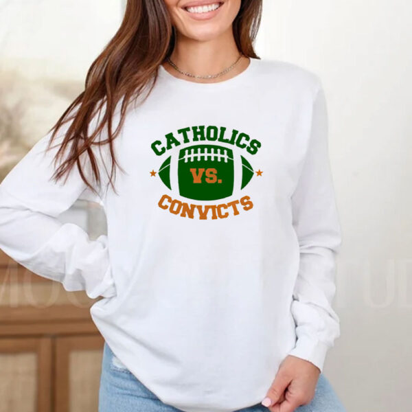 Catholics Vs Convicts Football Logo T-shirt