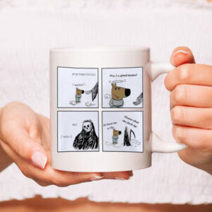 Chill guy dog and Death comic Mug2