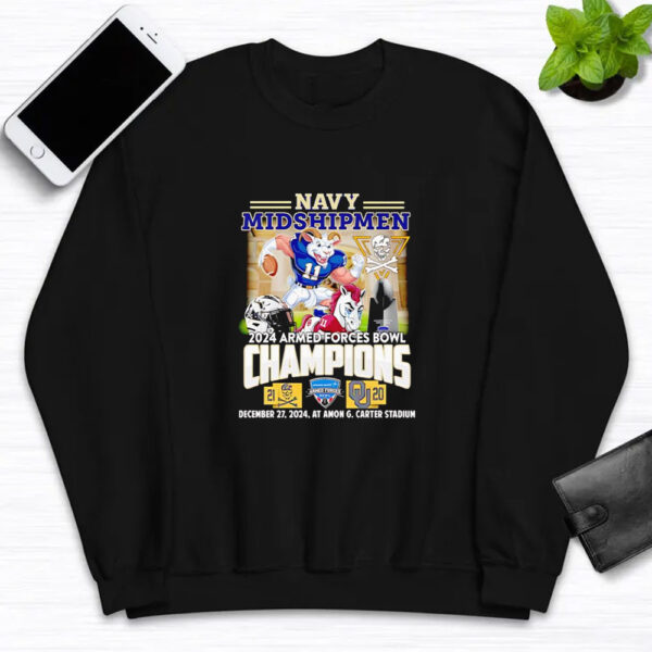 Navy Midshipmen 2024 Armed forces Bowl Champions mascot T-shirt