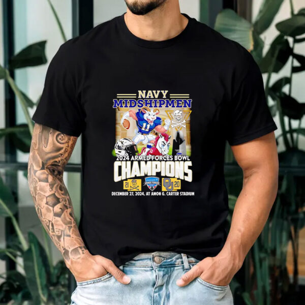 Navy Midshipmen 2024 Armed forces Bowl Champions mascot T-shirt