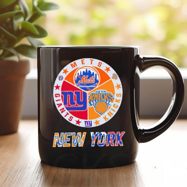 New York Teams logo mashup NY Knicks NY Giants NY Mets Mug 20241