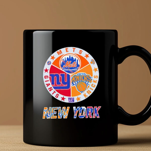 New York Teams logo mashup NY Knicks NY Giants NY Mets Mug 20243