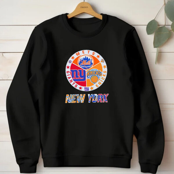 New York Teams logo mashup NY Knicks NY Giants NY Mets T-shirt 20241