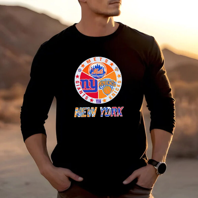 New York Teams logo mashup NY Knicks NY Giants NY Mets T-shirt 20242