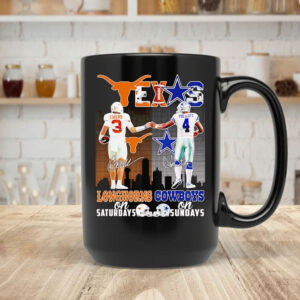 Quinn Ewers and Dak Prescott Longhorns Saturdays Cowboys Sundays Mug