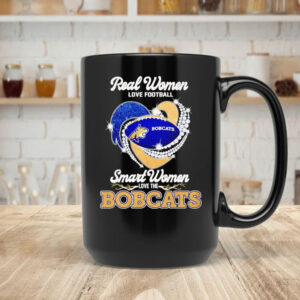 Real women love football smart women love the Bobcats diamond heart Mug