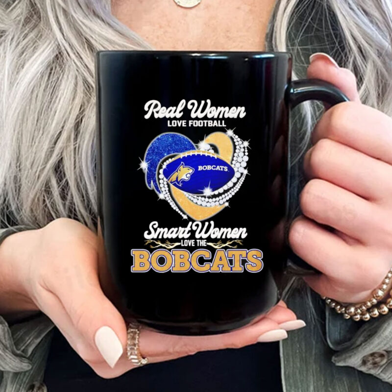 Real women love football smart women love the Bobcats diamond heart Mug