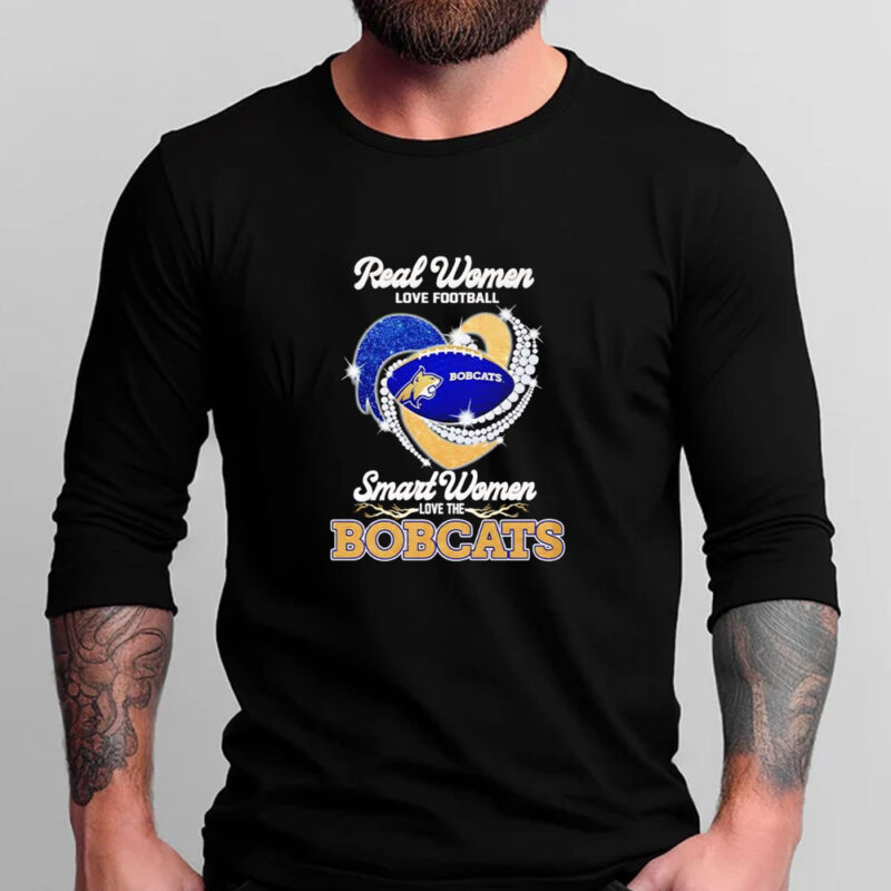 Real women love football smart women love the Bobcats diamond heart T-shirt