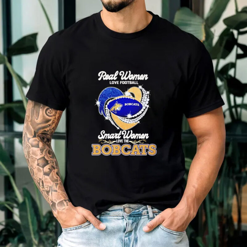 Real women love football smart women love the Bobcats diamond heart T-shirt