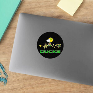 Snoopy walking on heartbeat Oregon Ducks Sticker