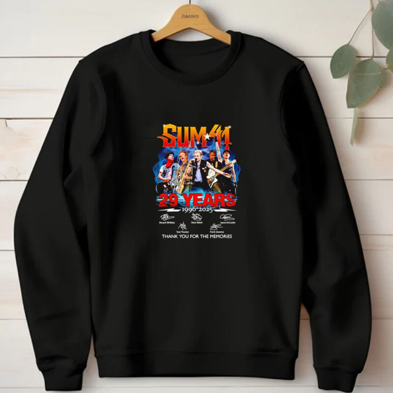 Sum 41 29 years 1996 2025 thank you for the memories T-shirt 20241