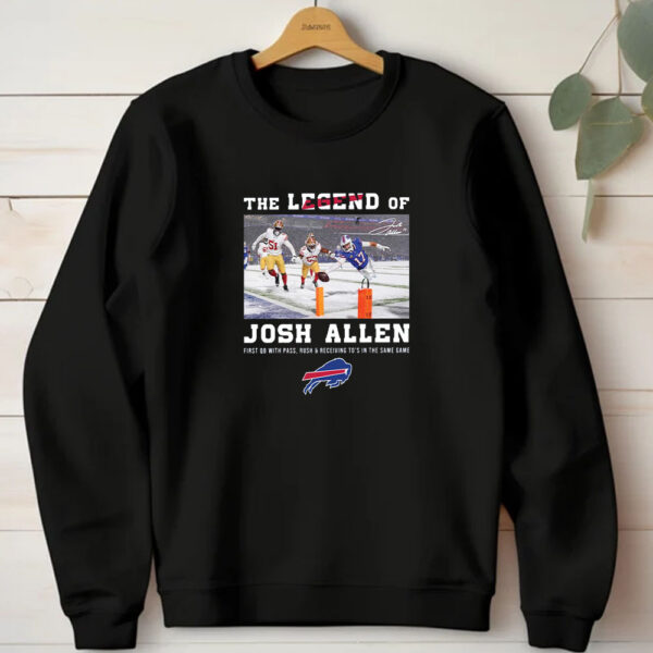 The Legend Of Josh Allen First With Pass Rush And Receiving To’s In The Same Game T-Shirt 20241