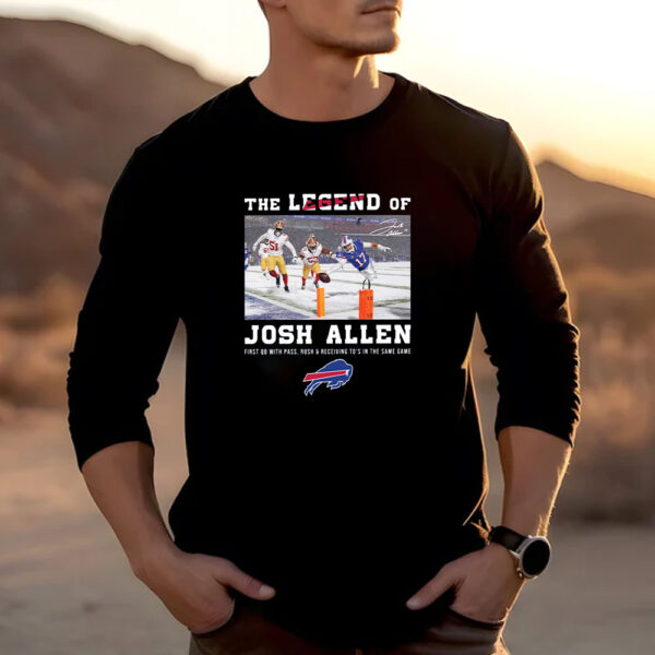 The Legend Of Josh Allen First With Pass Rush And Receiving To’s In The Same Game T-Shirt 20242