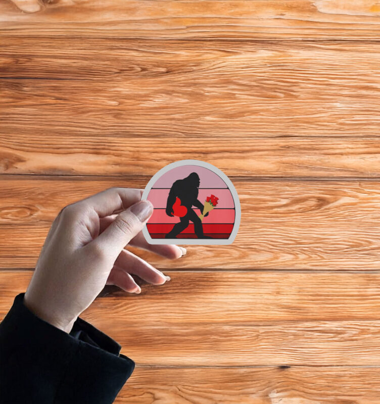 Bigfoot Retro Valentine Sticker