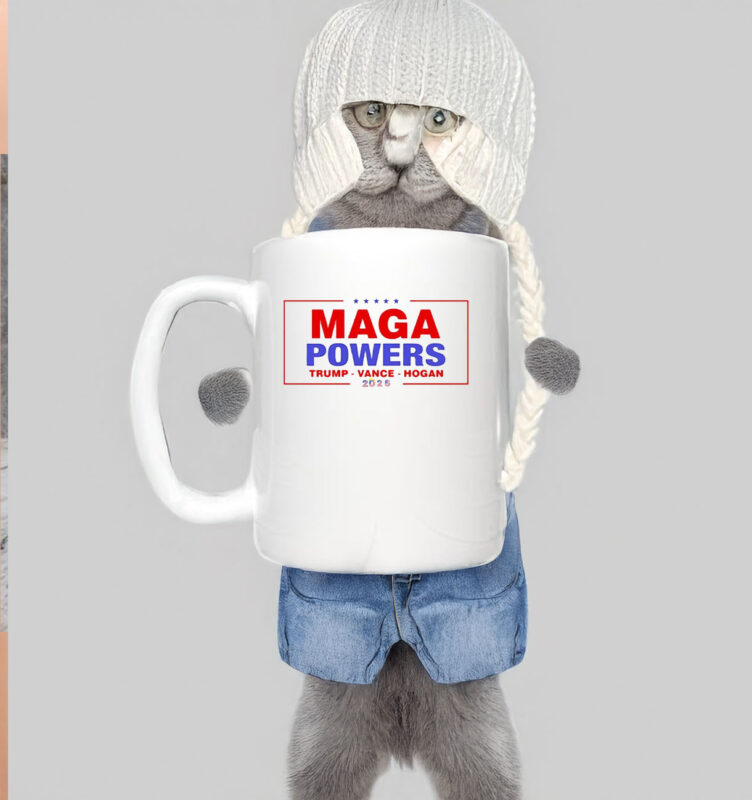 Hulk Hogan wearing Maga Powers Trump Vance Hogan 2025 Mug