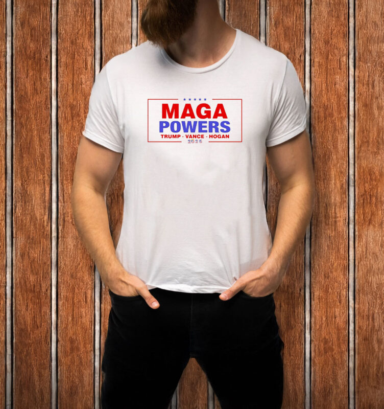 Hulk Hogan wearing Maga Powers Trump Vance Hogan T-shirt