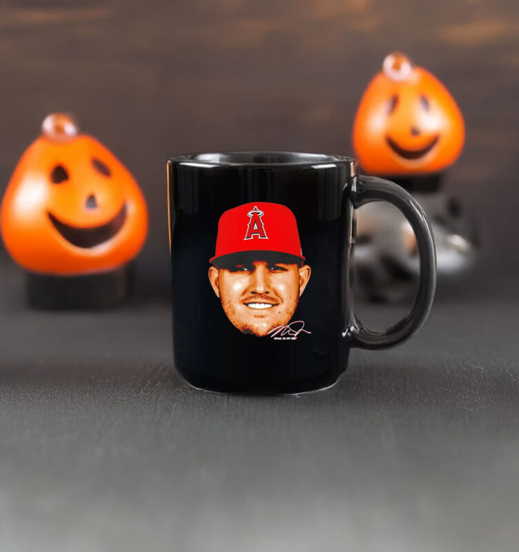 Los Angeles Angels Mike Trout 27 Big Head Signature Mug