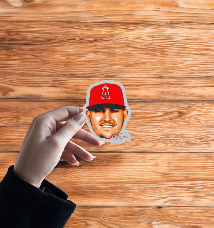 Los Angeles Angels Mike Trout 27 Big Head Signature Sticker