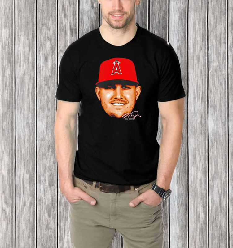 Los Angeles Angels Mike Trout 27 Big Head Signature T-shirt