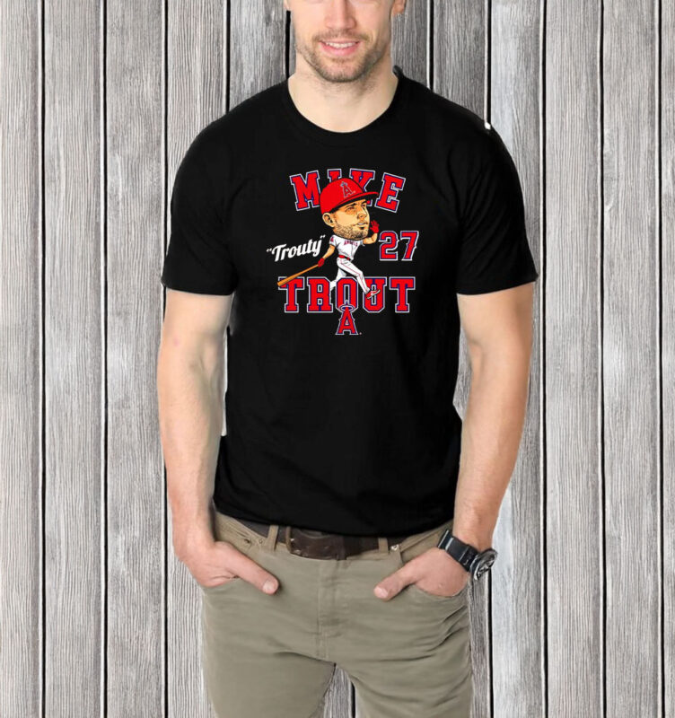 Mike Trout Los Angeles Angels Trouty 27 hometown caricature T-shirt