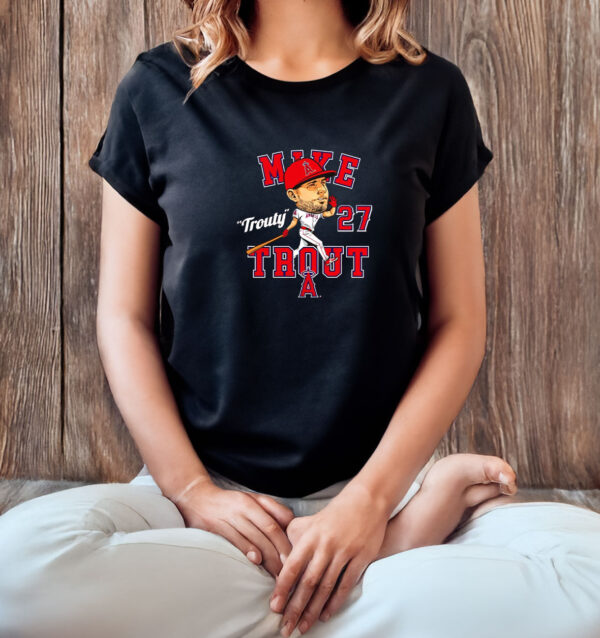 Mike Trout Los Angeles Angels Trouty 27 hometown caricature T-shirt