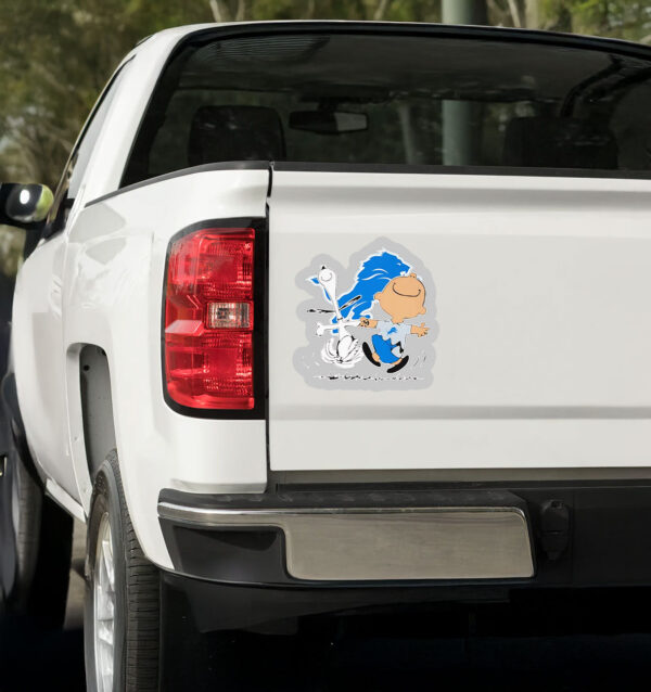 Snoopy and Charlie dancing Detroit Lions Sticker