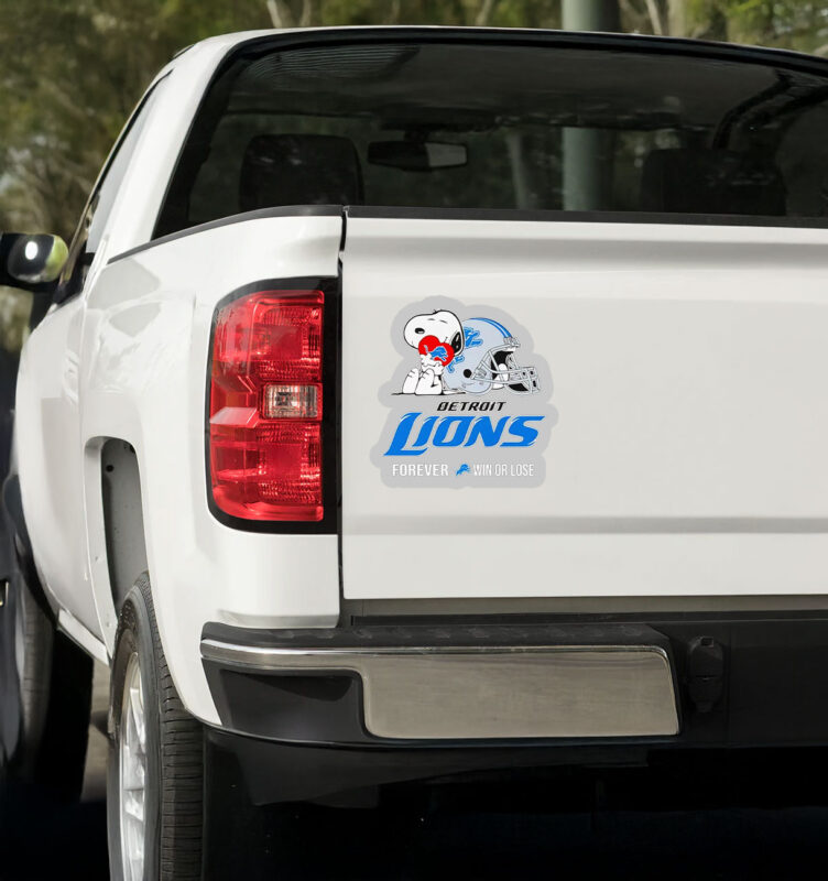 Snoopy hug Detroit Lions forever win or lose Sticker