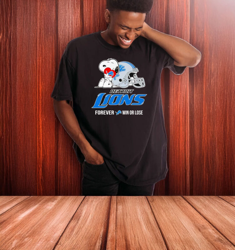 Snoopy hug Detroit Lions forever win or lose T-shirt