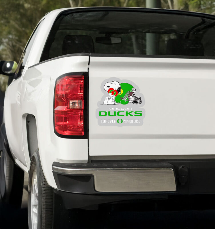 Snoopy hug Oregon Ducks forever win or lose Sticker