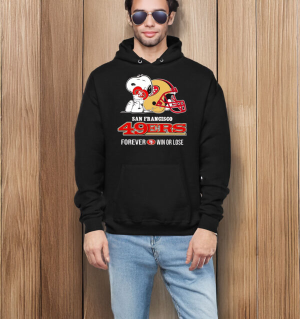 Snoopy hug San Francisco 49ers forever win or lose T-shirt