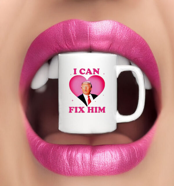 Trump Kiss I Can Fix Him Heart Mug