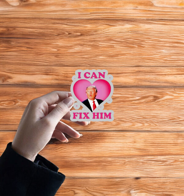 Trump Kiss I Can Fix Him Heart Sticker