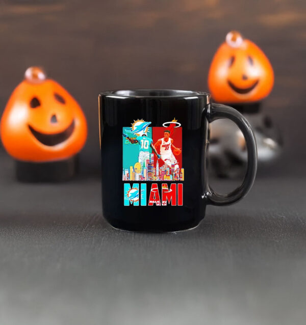 Tyreek Hill And Jimmy Butler Miami Sports Teams Skyline City Signature Mug